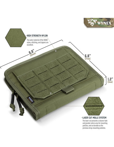 Bolsa Táctica Administrativa WYNEX Molle Verde Militar 22.35x17.27cm