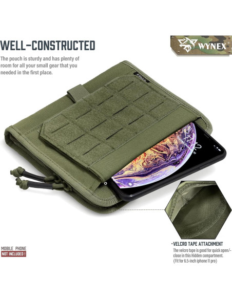 Bolsa Táctica Administrativa WYNEX Molle Verde Militar 22.35x17.27cm