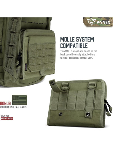Bolsa Táctica Administrativa WYNEX Molle Verde Militar 22.35x17.27cm