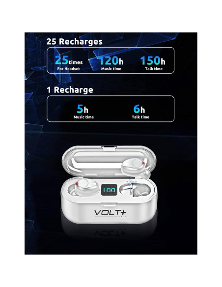 Auriculares Inalámbricos Bluetooth 5.3 Volt Plus F9 con PowerBank 2000mAh