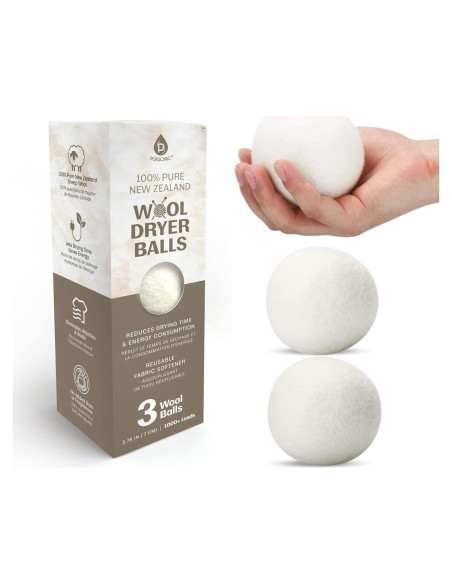 Bolas de Secado de Lana Pursonic - 3 Unidades Ecológicas