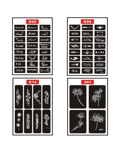 Kit de Tatuaje Temporal HuoHuo 10PCS con Plantillas A4