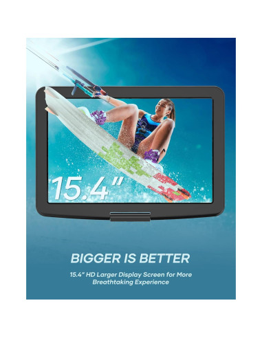 Reproductor de DVD Portátil WONNIE W-1458 15.4" HD Batería 6h