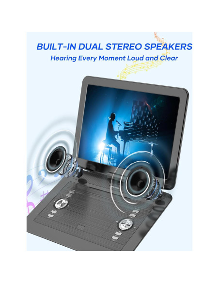 Reproductor de DVD Portátil WONNIE W-1458 15.4" HD Batería 6h