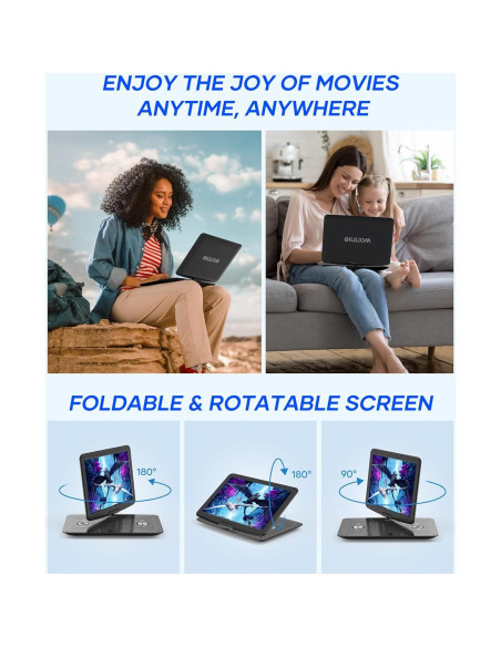 Reproductor de DVD Portátil WONNIE W-1458 15.4" HD Batería 6h