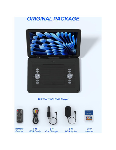 Reproductor de DVD Portátil WONNIE W-1458 15.4" HD Batería 6h