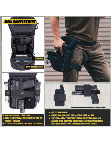 Bolsa Táctica de Pierna CLTAC Negra para Caza y Senderismo