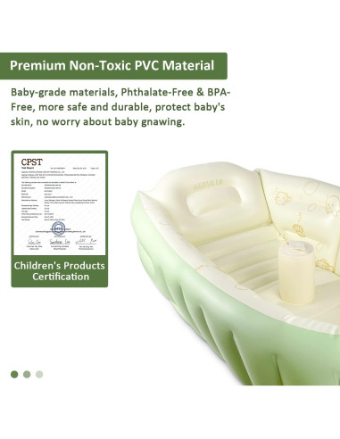 Bañera Inflable para Bebés Rlozftel Verde con Bomba de Aire