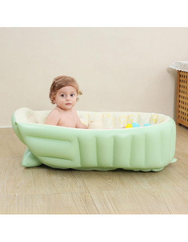 Bañera Inflable para Bebés Rlozftel Verde con Bomba de Aire