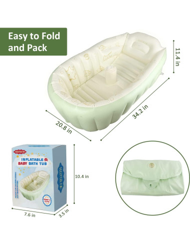 Bañera Inflable para Bebés Rlozftel Verde con Bomba de Aire
