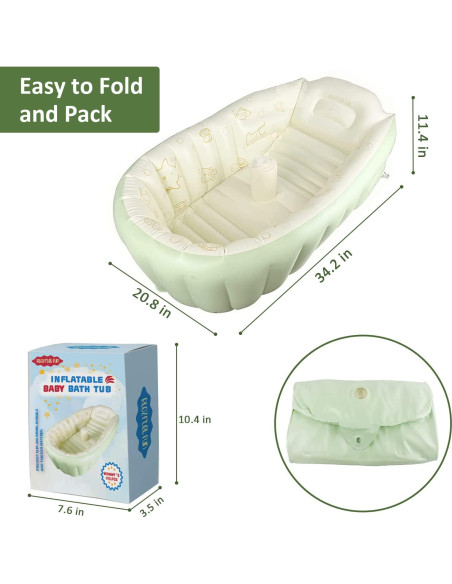 Bañera Inflable para Bebés Rlozftel Verde con Bomba de Aire