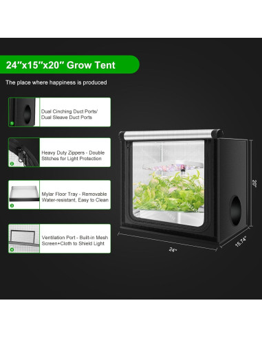 Carpa de Cultivo Interior MELONFARM 61x41x51cm con Mylar