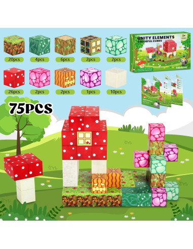 Bloques Magnéticos Kid Odyssey - Casa de Hongos 75 PCS
