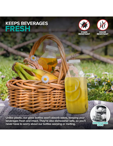 Botella de Leche de Vidrio Almacena Tu Hogar 1L con Tapa