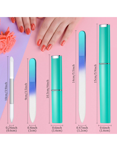 Juego de Limado de Uñas de Cristal Mudder 6 Piezas Verde Juego de Limado de Uñas de Cristal Mudder 6 Piezas Verde