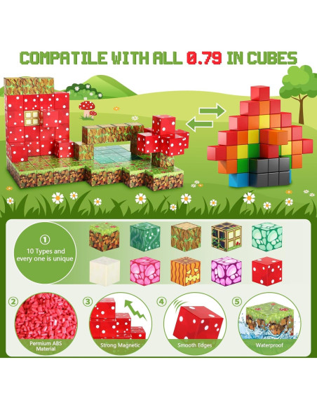 Bloques Magnéticos Kid Odyssey - Casa de Hongos 75 PCS