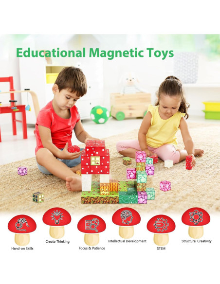 Bloques Magnéticos Kid Odyssey - Casa de Hongos 75 PCS