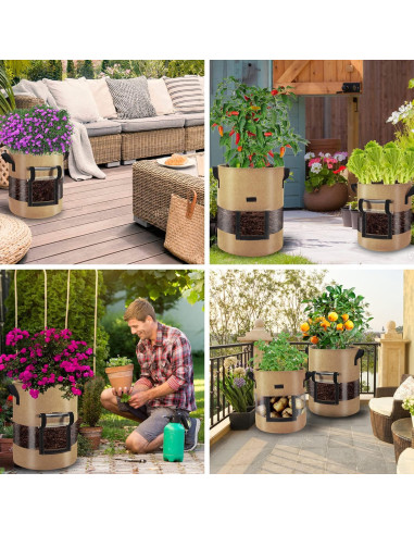 Bolsas de Cultivo Florelf 7 Galones con Ventana y Asas - 3 Pack