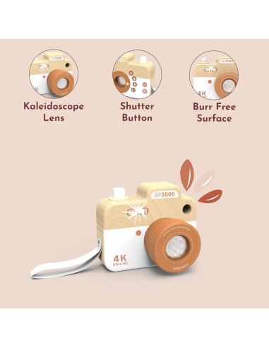 Cámara de Madera Speed Monkey para Niños con Lente Caleidoscopio