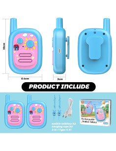 Walkie Talkies para Niños BUKEWIT 2 Pack Azul 304.8m 2