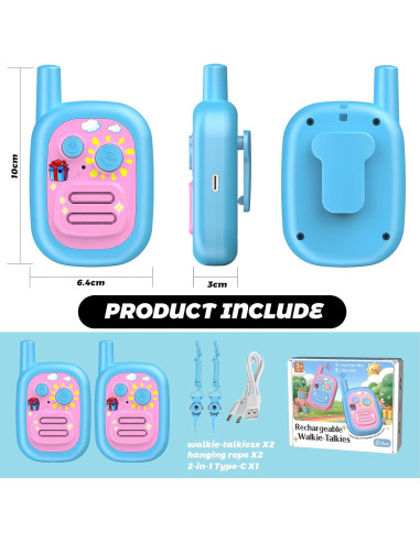 Walkie Talkies para Niños BUKEWIT 2 Pack Azul 304.8m