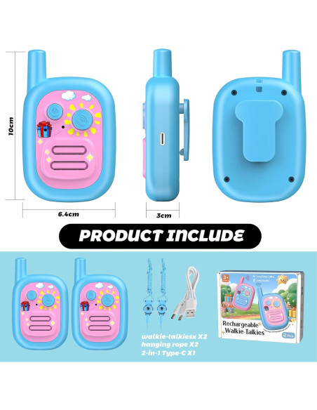 Walkie Talkies para Niños BUKEWIT 2 Pack Azul 304.8m