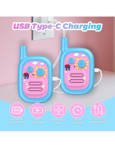 Walkie Talkies para Niños BUKEWIT 2 Pack Azul 304.8m
