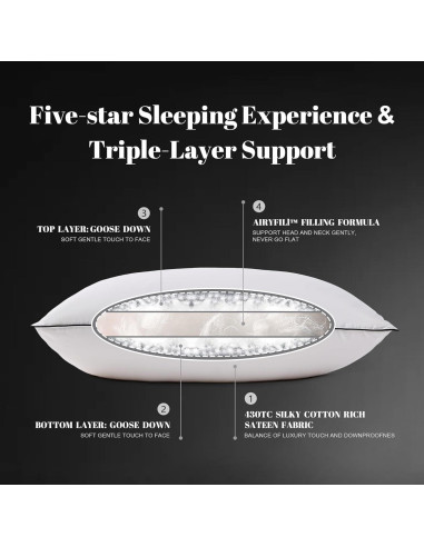 Almohada de Plumas de Pato Mosluna Reina 50x76 cm Suave