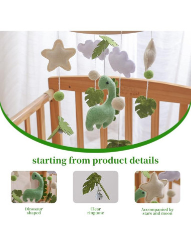 Móvil de Cuna Dinosaurio GOODMOM - Hecho a Mano, Musical