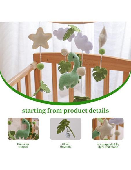 Móvil de Cuna Dinosaurio GOODMOM - Hecho a Mano, Musical