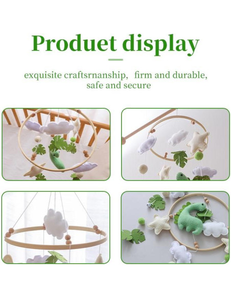 Móvil de Cuna Dinosaurio GOODMOM - Hecho a Mano, Musical