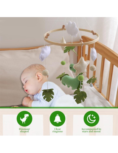 Móvil de Cuna Dinosaurio GOODMOM - Hecho a Mano, Musical