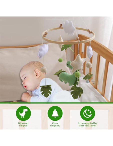Móvil de Cuna Dinosaurio GOODMOM - Hecho a Mano, Musical