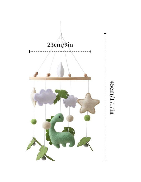 Móvil de Cuna Dinosaurio GOODMOM - Hecho a Mano, Musical