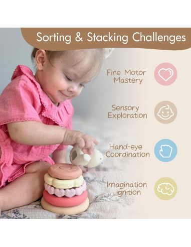 Juguete Apilable Moonkie Conejo 7 Piezas Silicona 0-5 Años