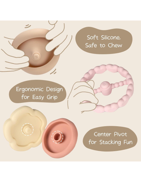 Juguete Apilable Moonkie Conejo 7 Piezas Silicona 0-5 Años