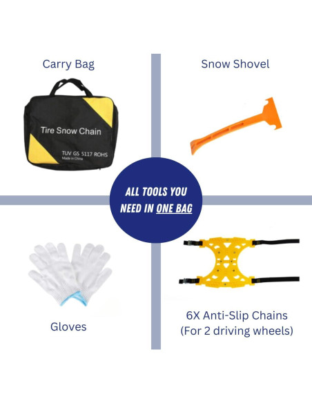 Cadenas de Nieve Jeremywell 6 PCS Universales para Neumáticos 165-275mm