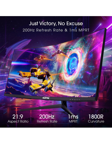 Monitor Curvo de Juegos Sceptre 30" 2560x1080 200Hz HDMI