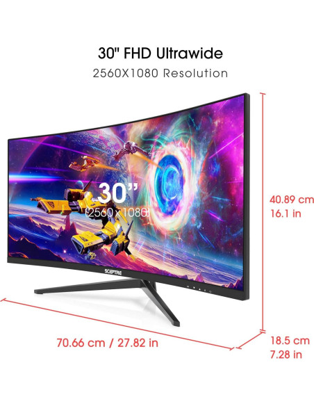 Monitor Curvo de Juegos Sceptre 30" 2560x1080 200Hz HDMI