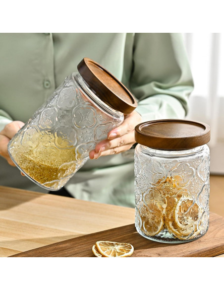 Tarro de Vidrio Vintage Adodeen 739ml con Tapa de Madera
