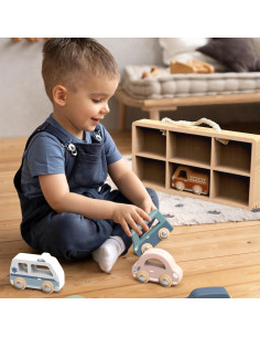 Juego de Coches de Madera Speedy Monkey - 6 Vehículos Coloridos 2