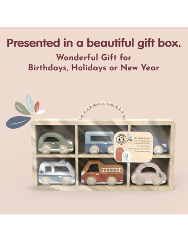 Juego de Coches de Madera Speedy Monkey - 6 Vehículos Coloridos