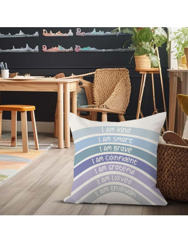 Funda de Cojín Decorativa QIYUHOY 45x45 cm Azul Arcoíris