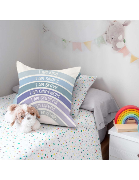 Funda de Cojín Decorativa QIYUHOY 45x45 cm Azul Arcoíris