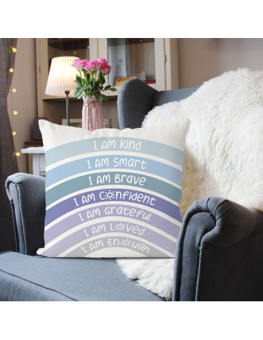 Funda de Cojín Decorativa QIYUHOY 45x45 cm Azul Arcoíris