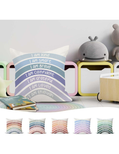 Funda de Cojín Decorativa QIYUHOY 45x45 cm Azul Arcoíris