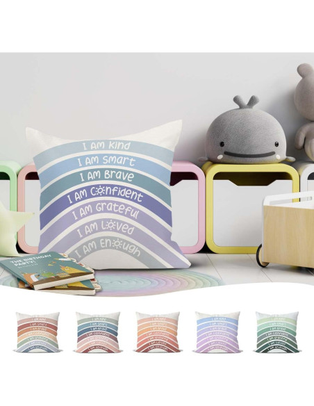 Funda de Cojín Decorativa QIYUHOY 45x45 cm Azul Arcoíris