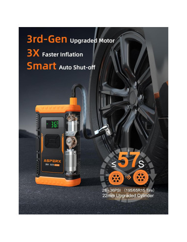 Arrancador de Salto AsperX AX260 con Compresor 3000A 12V