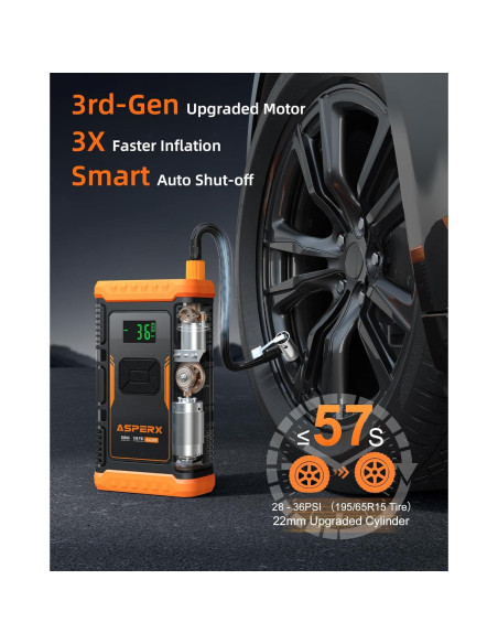 Arrancador de Salto AsperX AX260 con Compresor 3000A 12V