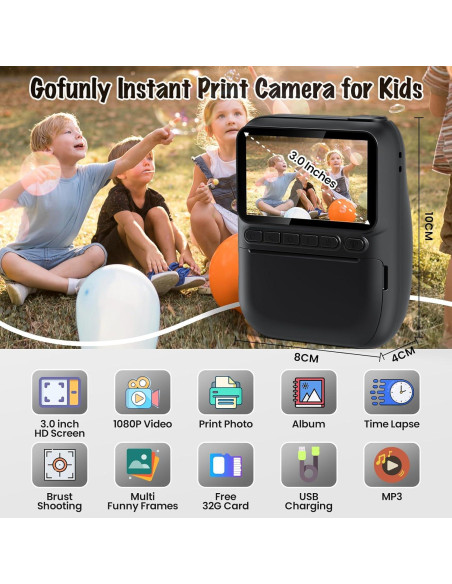 Cámara Instantánea para Niños Gofunly H2 3.0" HD 1080P